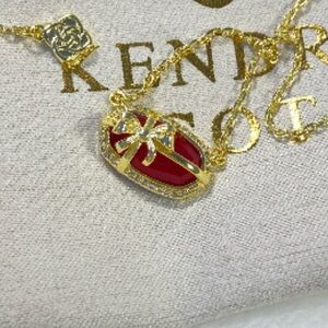 Kendra Scott Gold Necklace with Rich Burgundy Pendant